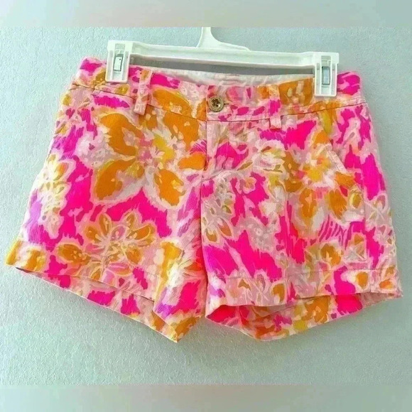 Lilly Pulitzer Pants - Lilly Pulitzer Callahan Shorts Pink Orange Floral Print Women's Size 00
